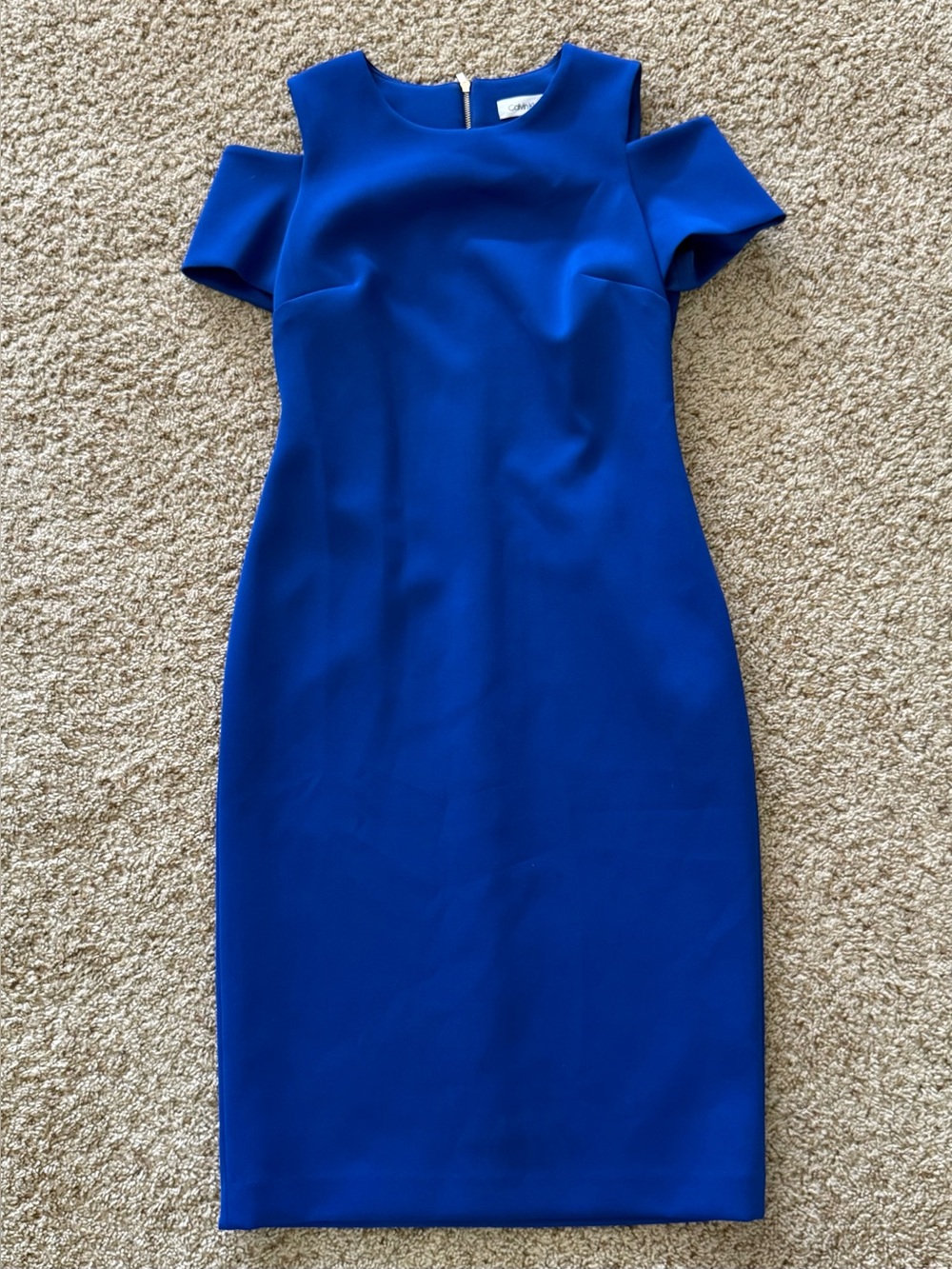 Calvin Klein Royal Blue Cold-Shoulder Midi Dress